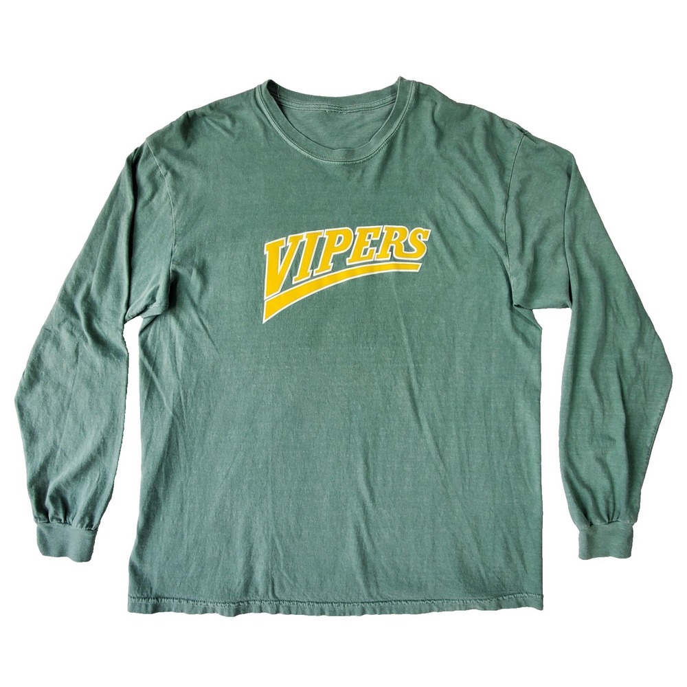 Vipers‎ Graphic Long Sleeve T Shirt Green Crewneck Casual Tee